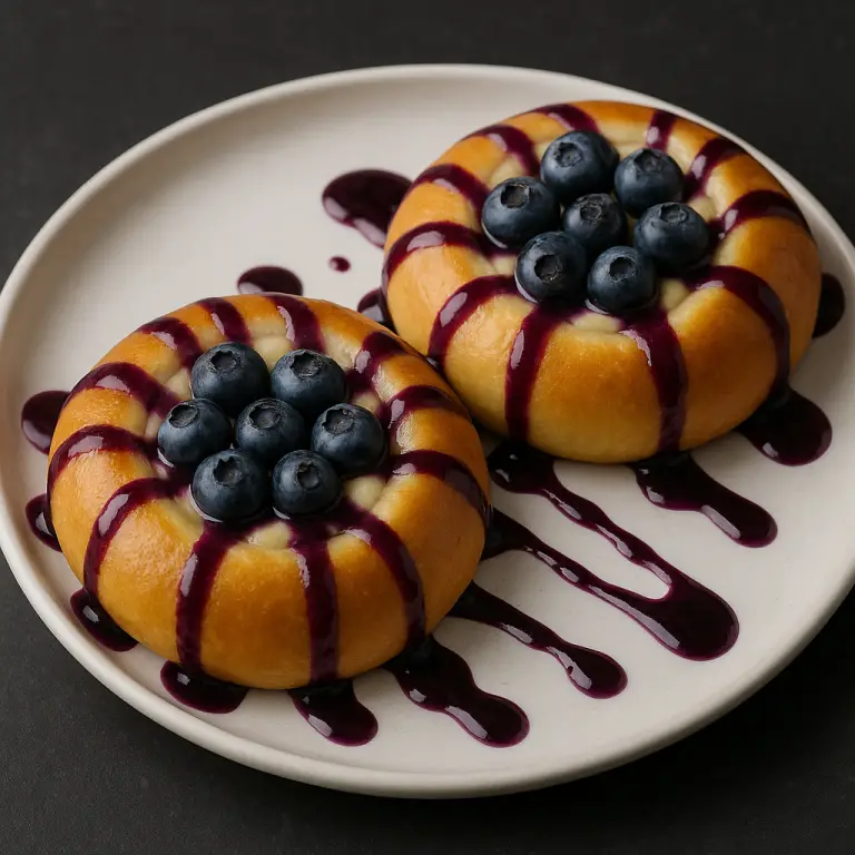 Blueberry Custard Buns with Blueberry Drizzle: Soft, Creamy & Beautifully Juicy