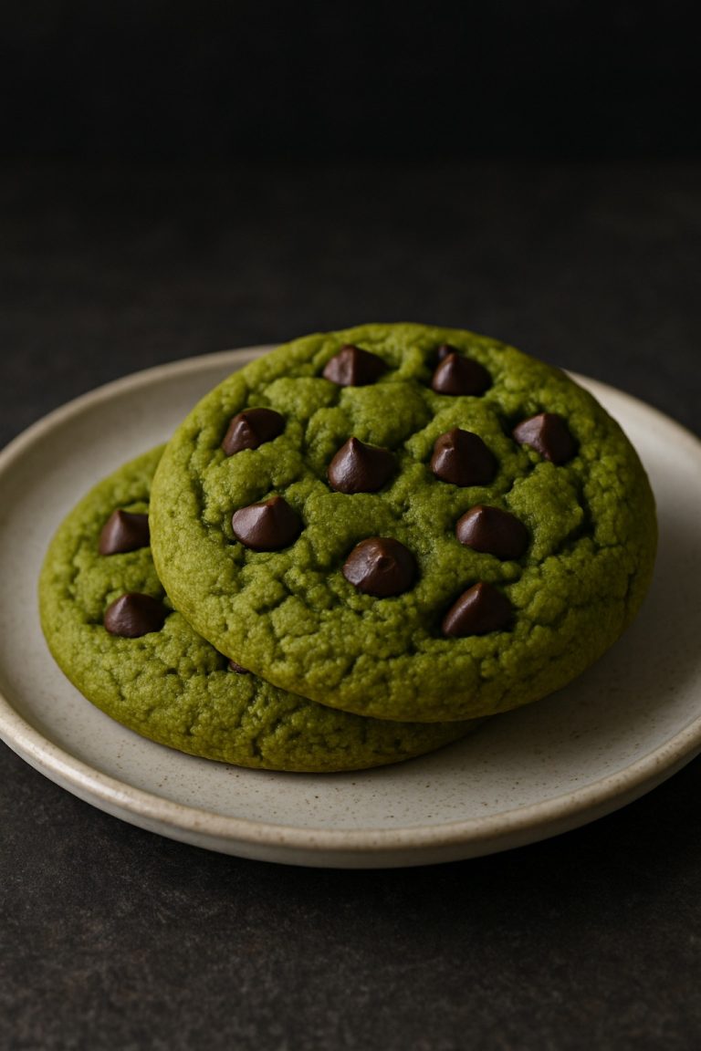 Chewy Matcha Cookies with White Chocolate