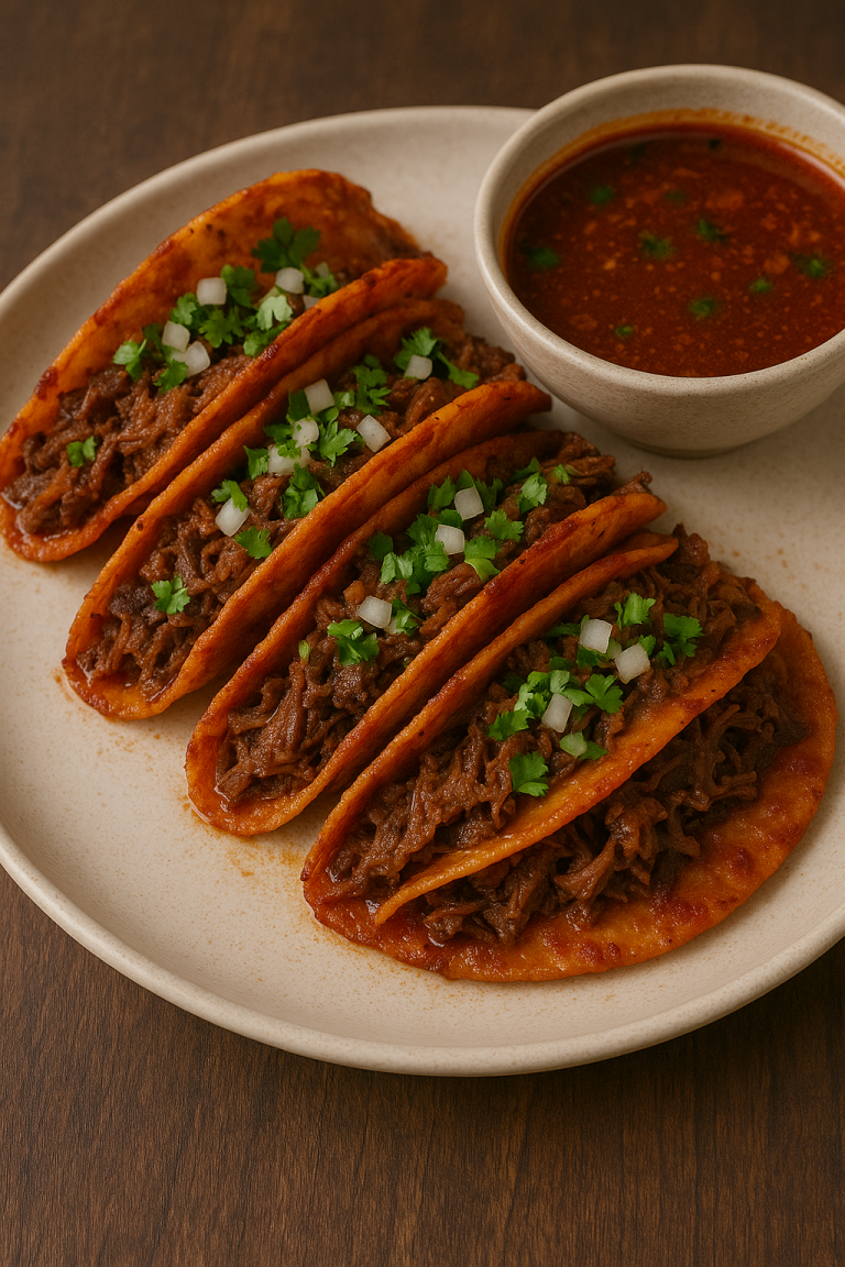Juicy Birria Tacos with Rich Consommé for Dipping
