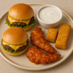 The Homemade Triple Dipper Recipe: Cheeseburger Sliders, Hot Honey Chicken Sliders & Big Mozzarella Sticks
