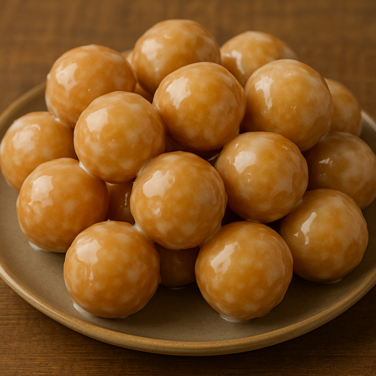 Donut Holes with Glaze—Soft, Golden, and Drenched in Sweet Vanilla Shine