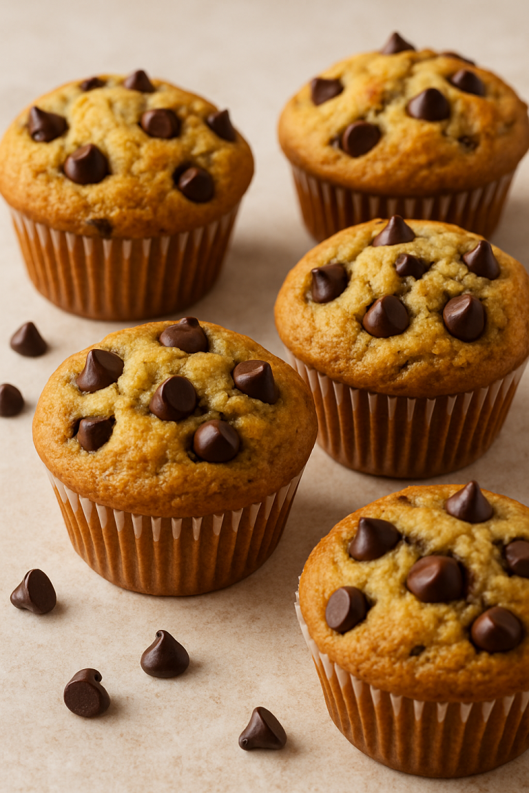 Chocolate Chip Banana Muffins—Moist, Sweet, and Loaded with Melty Chips